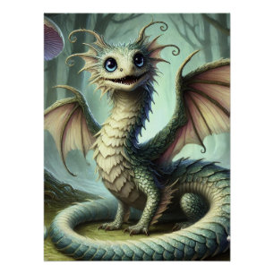 ドラゴン・ジャバウォッキー・キュート・ファンタジー・クリーチャー・アート ポスター