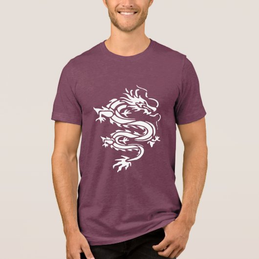 ドラゴン・ステンシル・スタイルのカットアウトイラスト トライブレンドＴシャツ (正面)
