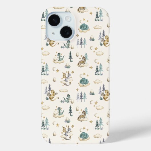 ドラゴン - ティール&ゴールド ドラゴン iPhoneケース Case-Mate iPhoneケース (裏面)