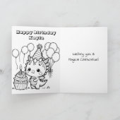 ドラゴン テーマのぬりえページ | 女の子の誕生日 カード (内部)