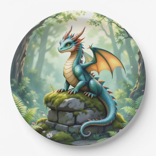 ドラゴン+テーマ+男の子の誕生日パーティー ペーパープレート (正面)