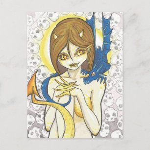 ドラゴン&ニンフスカルファンタジー絵葉書 ポストカード