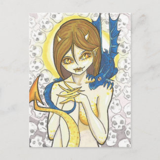 ドラゴン&ニンフスカルファンタジー絵葉書 ポストカード