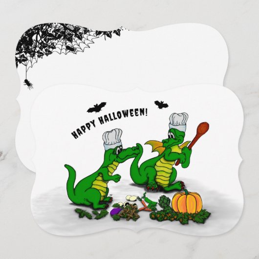 ドラゴン - ハッピーハロウィン！今日は料理するよ！ 招待状 (正面/裏面)