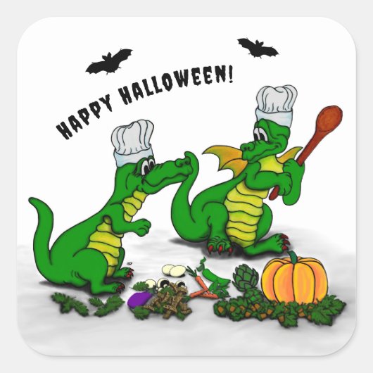 ドラゴン – ハッピーハローウィン!今日は調理師 スクエアシール (正面)