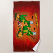 ドラゴン – ハッピーハローウィン!今日は調理師 ビーチタオル (正面)