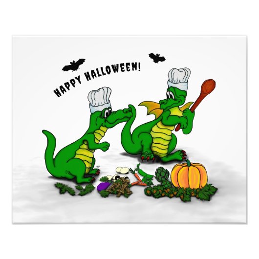 ドラゴン – ハッピーハローウィン!今日は調理師 フォトプリント            (正面)