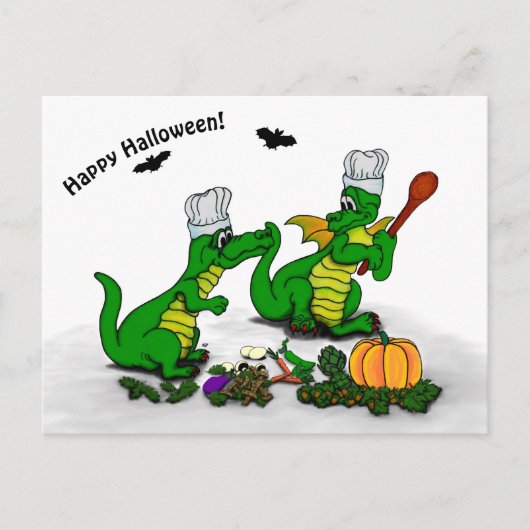 ドラゴン – ハッピーハローウィン!今日は調理師 ポストカード (正面)