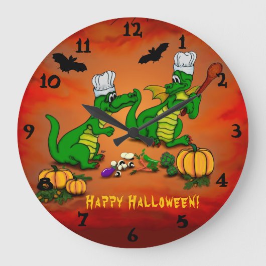 ドラゴン – ハッピーハローウィン!今日は調理師 ラージ壁時計 (正面)