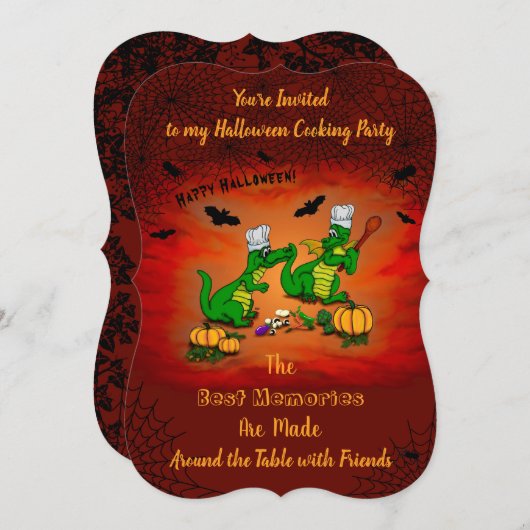 ドラゴン – ハッピーハローウィン!今日は調理師 招待状 (正面/裏面)