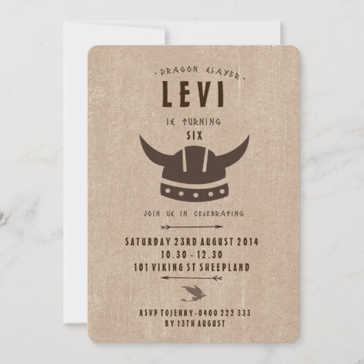 ドラゴン&バイキング誕生日招待状 招待状 (正面)