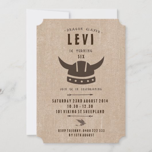 ドラゴン&バイキング誕生日招待状 招待状 (正面)