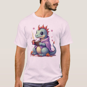 ドラゴン+ブランケット+本+コーヒー Tシャツ