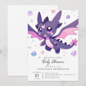 ドラゴン ベイビー シャワーパーティー 招待状 (正面/裏面)