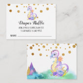 *~*ドラゴン・ベビー・ガール・ベビー・シャワーおむつ・ラッフル エンクロージャーカード (正面/裏面)