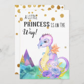 *~*ドラゴン・ベビー・ガール・ベビー・シャワー・招待状 招待状 (正面/裏面)