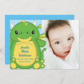 ドラゴン・ベビー・シャワー・ブルー 招待状 (正面/裏面)