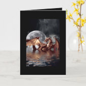 ドラゴン&ムーングリーティングカード カード (黄色い花)