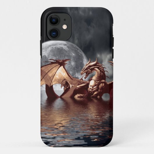 ドラゴン&ムーンファンタジー神話のiPhoneケース Case-Mate iPhoneケース (裏面)