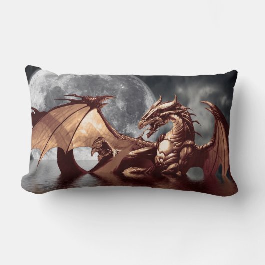 ドラゴン&ムーンファンタジー神話装飾用クッション ランバークッション (正面)