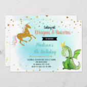 ドラゴン・ユニコーンのパーティー招待状 招待状 (正面/裏面)