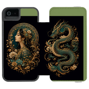 ドラゴン&レディフラワーのフォンケース ペルシアン・ファンタジー iPhone SE/5/5sウォレットケース