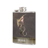 ドラゴン ヴァイキング シールド レザールック カッパー フラスク (左)