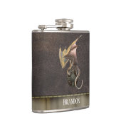 ドラゴン ヴァイキング シールド レザールック カッパー フラスク (右)