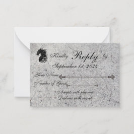 ドラゴン、中世RSVP/メニュー ノートカード