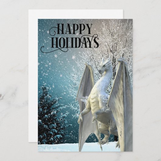 ドラゴン 冬の風景 雪 幸せなホリデーシーズン シーズンカード (正面/裏面)