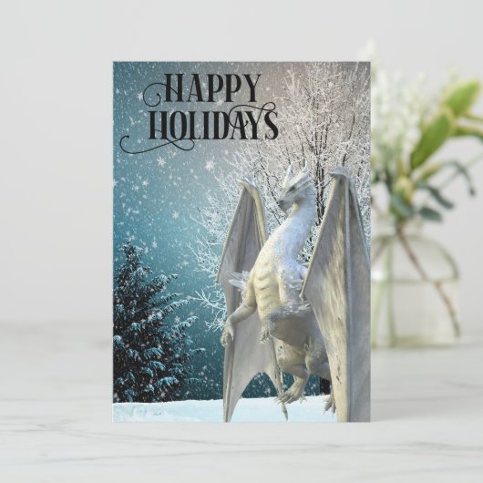 ドラゴン 冬の風景 雪 幸せなホリデーシーズン シーズンカード (スタンド正面)