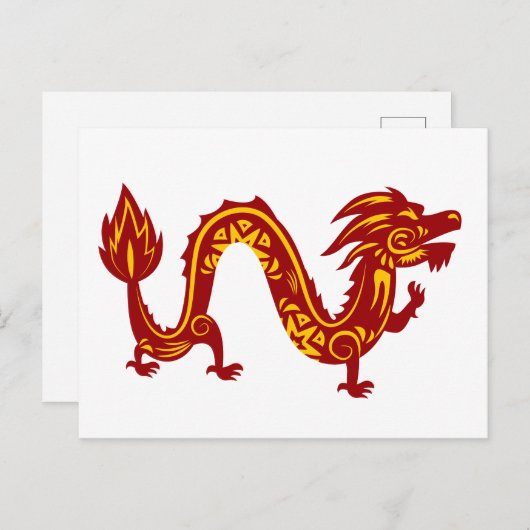 ドラゴン〔占星術の〕十二宮図動物はがきの旧正月 ポストカード (正面/裏面)