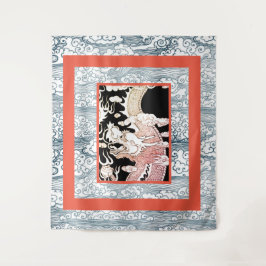 ドラゴン&波形パターン付き日本の大型タペストリー タペストリー