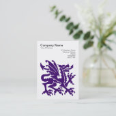 ドラゴン – 深いパープルオンホワイト 名刺 (スタンド正面)