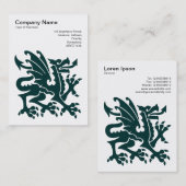 ドラゴン – 濃い緑の上の白 名刺 (正面/裏面)