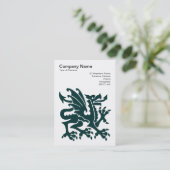 ドラゴン – 濃い緑の上の白 名刺 (スタンド正面)