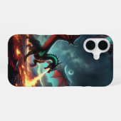 ドラゴン+炎デザイン iPhone 16ケース (裏面横)