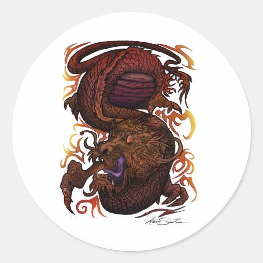ドラゴン(署名デザイン) ラウンドシール (正面)