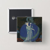 ドラゴン(色のlitho)を持つ女性 缶バッジ (正面&裏面)
