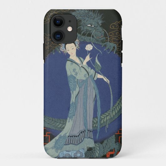ドラゴン(色のlitho)を持つ女性 Case-Mate iPhoneケース (裏面)