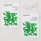 ドラゴン – 草の緑の上の白 名刺 (正面/裏面)