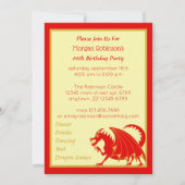 ドラゴン 赤 金色 子供 大人 誕生日パーティー 招待状 (正面)