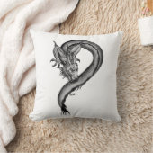 ドラゴン　黒と白のデザイン クッション (ブランケット)