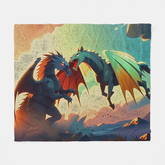 ドラゴン vs ペガサス フリースブランケット (正面(横))