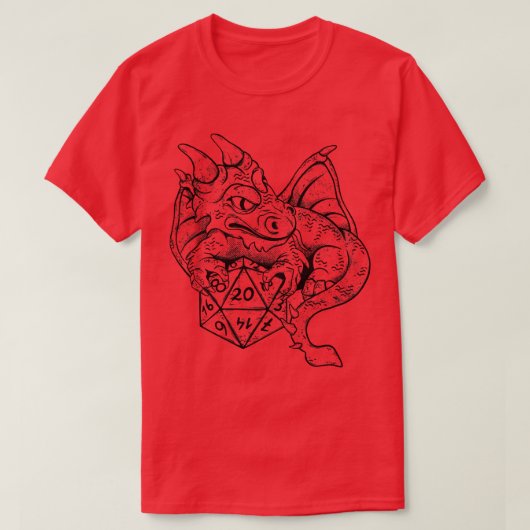 ドラゴンRPGサイコロテーブルトップゲーム Tシャツ (デザイン正面)