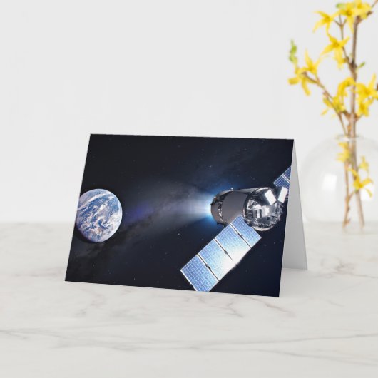 ドラゴンXl宇宙船と惑星の地球の距離 カード (黄色い花)