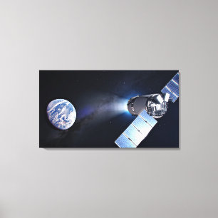 ドラゴンXl宇宙船と惑星の地球の距離 キャンバスプリント