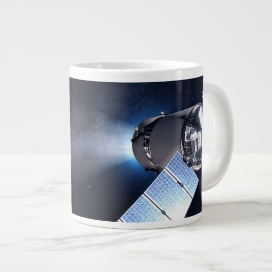 ドラゴンXl宇宙船と惑星の地球の距離 ジャンボコーヒーマグカップ (正面右)