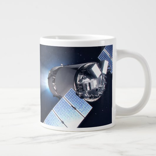 ドラゴンXl宇宙船と惑星の地球の距離 ジャンボコーヒーマグカップ (右)