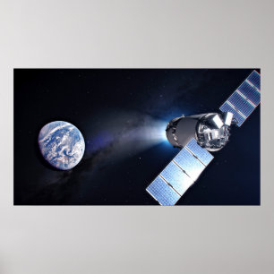 ドラゴンXl宇宙船と惑星の地球の距離 ポスター